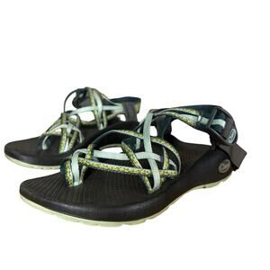 Chaco Z Sandals Women’s 6 Teal Green Yellow Hiking Outdoor Comfort